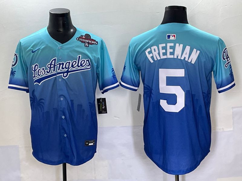 Men 2025 Los Angeles Dodgers #5 Freeman Blue Nike MLB Jersey Daoqite style 6